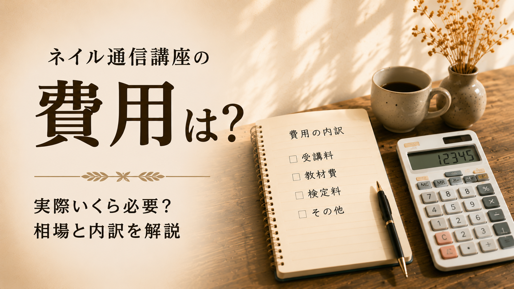 ネイル通信講座の費用イメージ